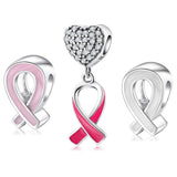 925 Silver Love Life Peace Red Ribbon Sign Beads DIY Bracelet Bangles