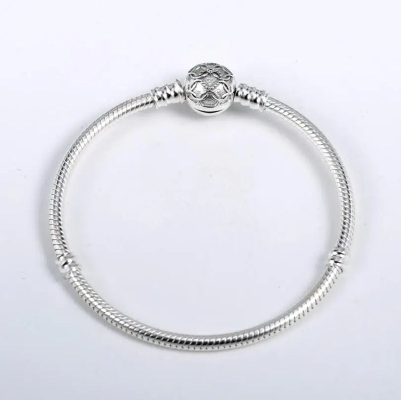 925 Silver Love Snake Chain Pan Bracelet for Women Bead Jewelry