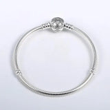 925 Silver Love Snake Chain Pan Bracelet for Women Bead Jewelry