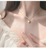 925 Silver Pearl Heart Pendant Necklace For Women Wedding