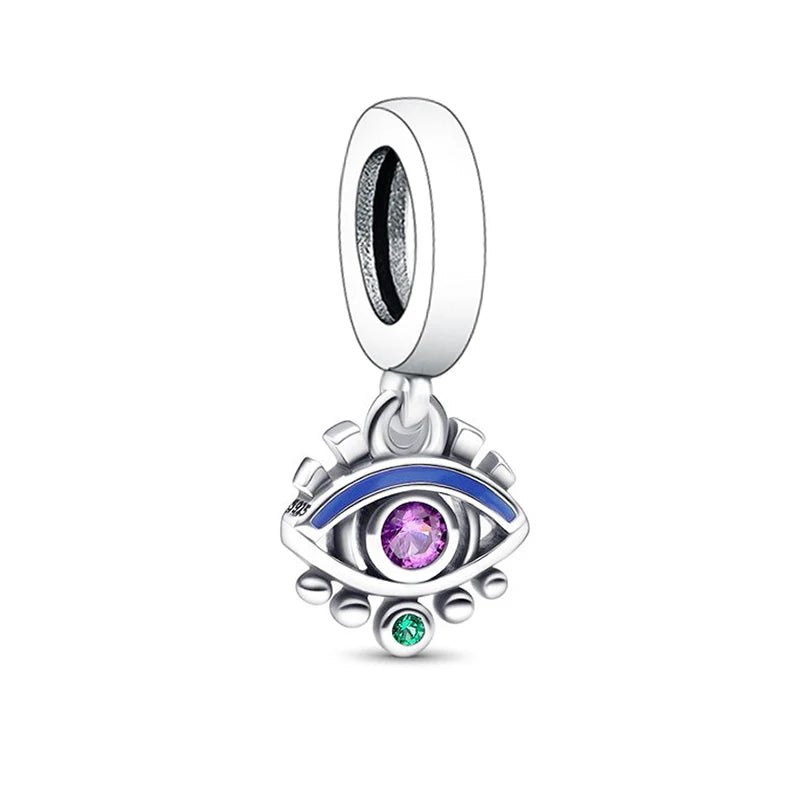 925 Silver Lucky Eye Dangle Charm Beads for DIY Jewelry Making