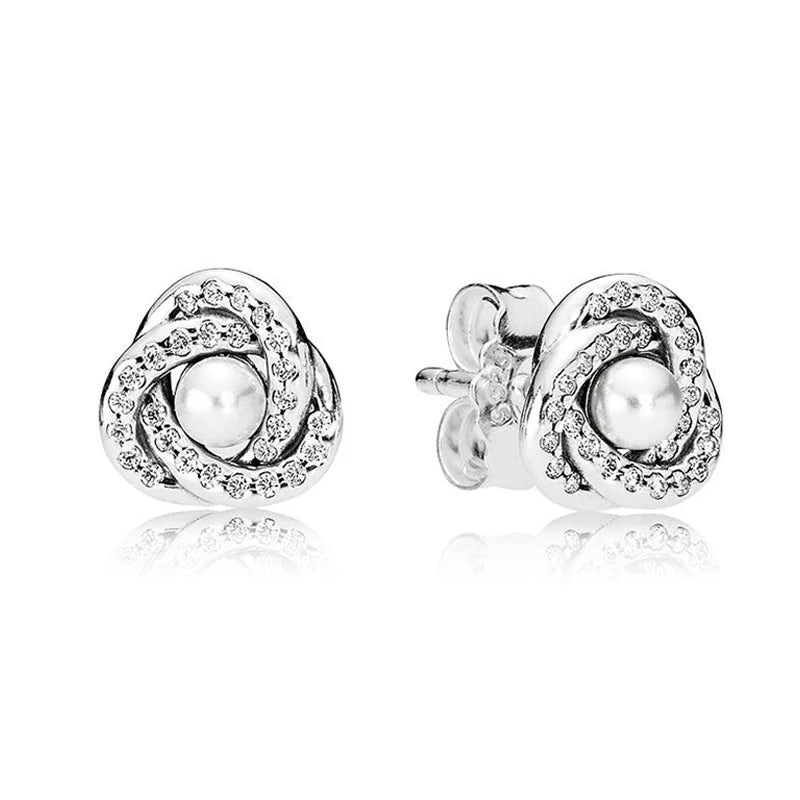 925 Sterling Silver Love Knots Stud Earrings DIY Jewelry