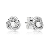 925 Silver Love Knots Stud Earrings Women Gift DIY Jewelry