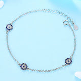 925 Silver Lucky Hand Eye CZ Friendship Bracelet for Women
