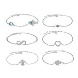 925 Silver Lucky Hand Eye CZ Friendship Bracelet for Women