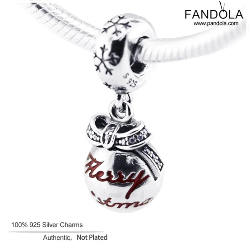 925 Silver Christmas Bauble Charm Bead for Bracelet