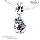 925 Silver Christmas Bauble Charm Bead for Bracelet