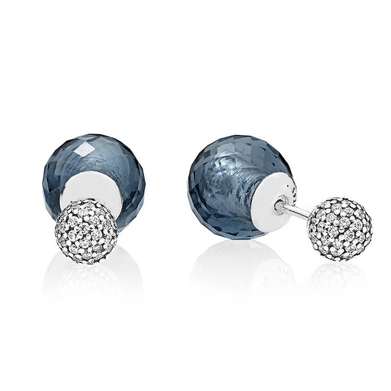 925 Silver Midnight Shimmering Drops Stud Earrings Gift Jewelry