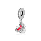 925 Sterling Silver Mom Heart Dangle Charms Beads for DIY Jewelry Making
