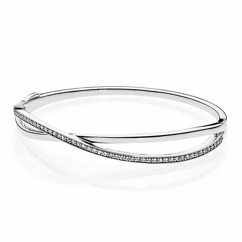 925 Silver Alluring Brilliant Bracelet Bangle for Bead Charm DIY