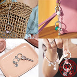 925 Sterling Silver Bag Charm Holder Key Ring Set for Women