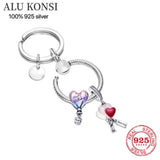 925 Silver Bag Charm Holder Key Ring Set for Pan Charms