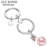 925 Silver Bag Charm Holder Key Ring Set for Pan Charms
