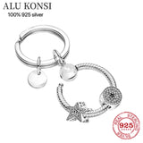 925 Silver Bag Charm Holder Key Ring Set for Pan Charms