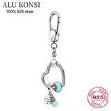 925 Silver Bag Charm Holder Key Ring Set for Pan Charms