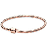 925 Sterling Silver Snake Chain Bracelet Bangle with Barrel Clasp