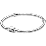 925 Sterling Silver Snake Chain Bracelet Bangle with Barrel Clasp