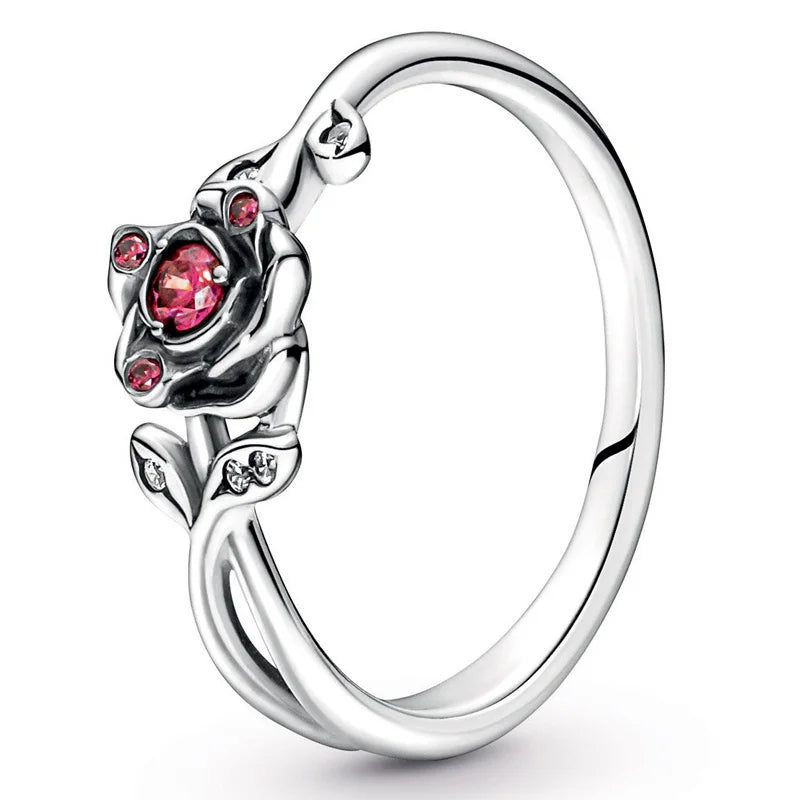 925 Silver Beauty And The Beast Rose Ring For Women Wedding Party