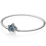 925 Silver Star Clasp Crystal Bracelet Bangle for Bead Charm DIY