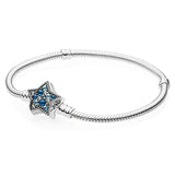 925 Silver Star Clasp Crystal Bracelet Bangle for Bead Charm DIY