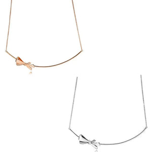 925 Silver Brilliant Bow Necklace For Women