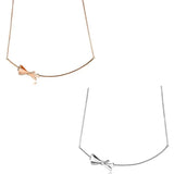 925 Sterling Silver Bow Necklace with Brilliant Clasp