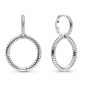 925 Silver Charm Double Hoop Earrings Women Gift DIY Jewelry