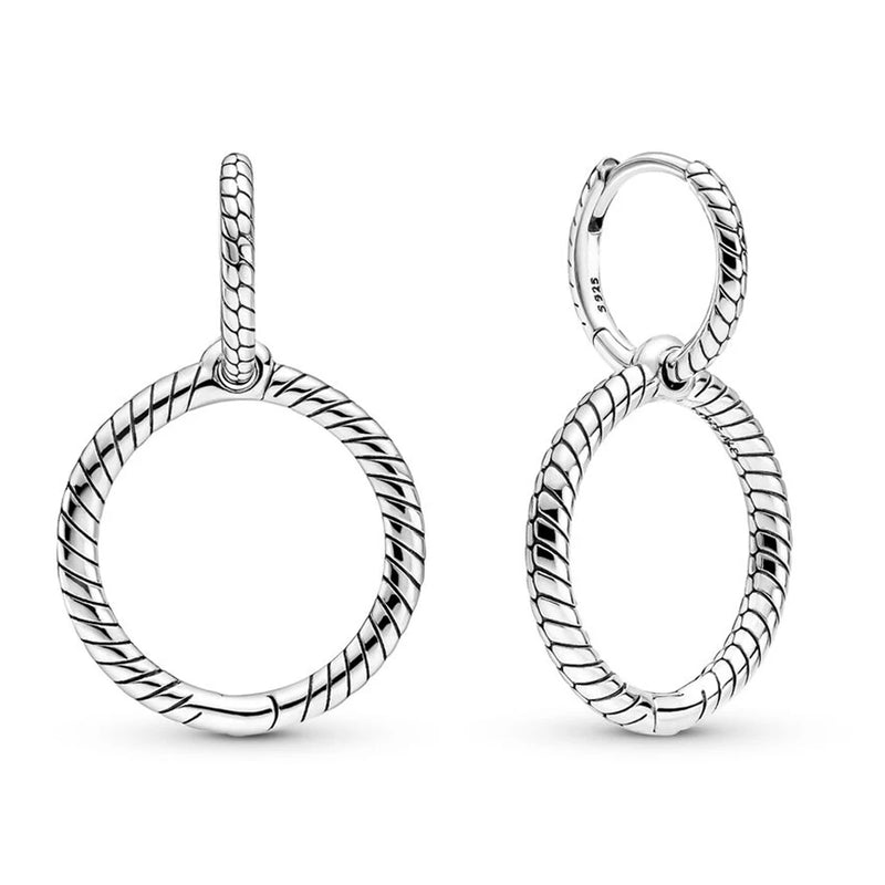 925 Silver Charm Double Hoop Earrings Women Gift DIY Jewelry
