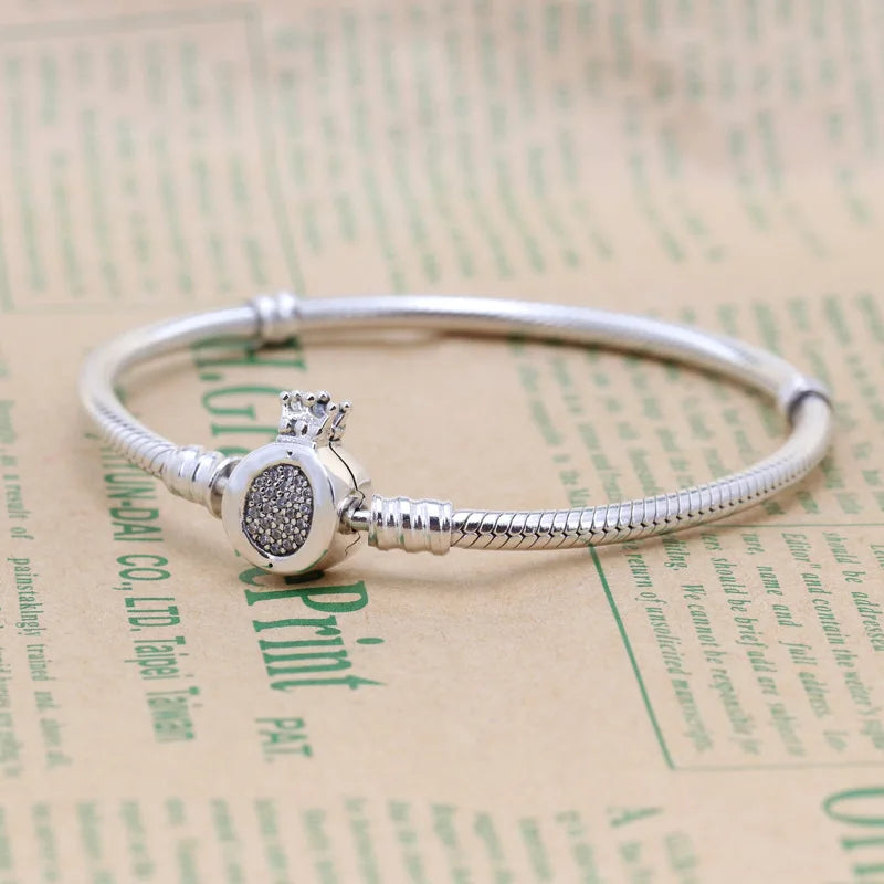 925 Silver Crown O & Snake Chain Bracelet for Women