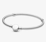 Heart Clasp Snake Chain Bracelet Bangle - 925 Silver