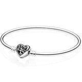 925 Silver Family Heart Chain Bracelet