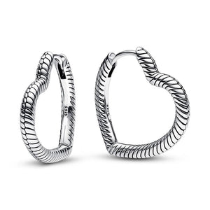 925 Silver Heart Charm Hoop Earrings Women