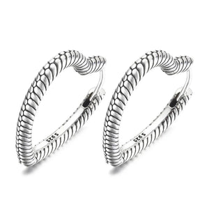 925 Silver Heart Charm Hoop Earrings Women