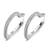 925 Silver Heart Charm Hoop Earrings Women