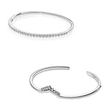 925 Silver High Crown Open Bracelet Bangle for Charm DIY