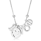 925 Silver I Love You Letter Beaded Necklace for Women