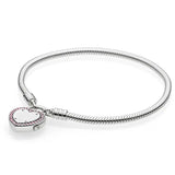 925 Sterling Silver Lock Your Promise Snake Chain Bracelet Bangle