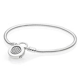 925 Sterling Silver Logo Signature Padlock Bracelet Bangle