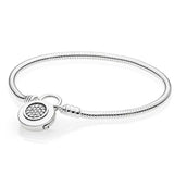 925 Sterling Silver Logo Signature Padlock Bracelet Bangle