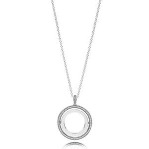 925 Sterling Silver Logo Signature Hearts Sliding Clasp Necklace