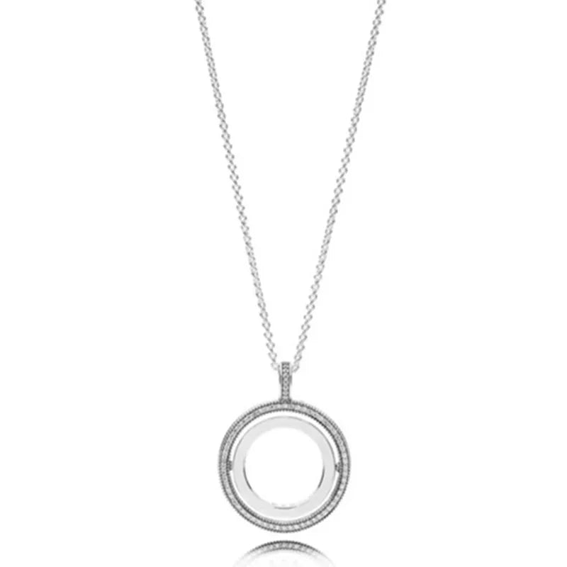 925 Sterling Silver Logo Signature Hearts Sliding Clasp Necklace