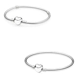 925 Silver Love Heart Clasp Chain Bracelet Bangle