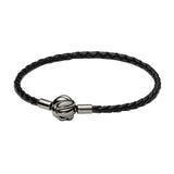 925 Sterling Silver Love Knot Leather Bracelet Bangle for Bead Charm DIY Jewelry