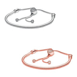 925 Silver Heart Clasp Snake Chain Bangle