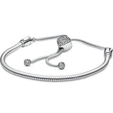 925 Silver Heart Clasp Snake Chain Bangle Bracelet