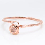 925 Sterling Silver Snake Chain Bracelet with Pave Padlock Clasp