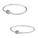 925 Sterling Silver Purple Logo Signature Barrel Clasp Bracelet Bangle