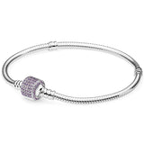 925 Sterling Silver Purple Logo Signature Barrel Clasp Bracelet Bangle