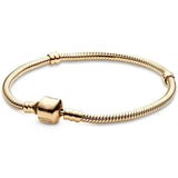 925 Sterling Silver Rose Barrel Clasp Snake Chain Bracelet