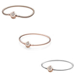 925 Sterling Silver Moments Rose Crown O Snake Chain Bracelet Bangle